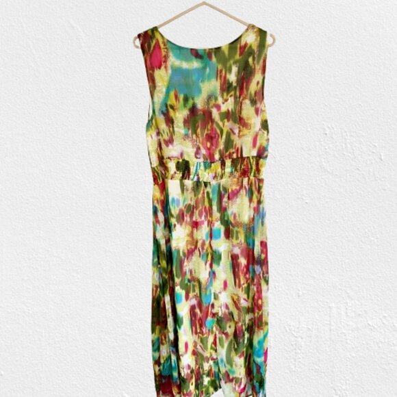 Lane Bryant Shirred Babydoll Maxi Dress Size 18-20 Floral Boho Summer Beach Y2K - Picture 2 of 7
